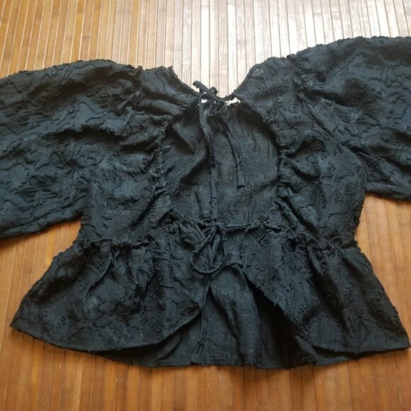 NWT Free People Callie Black Lacey Top – Open Back - Small - Picture 9 of 10